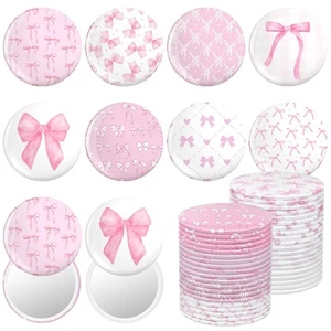 48 Pcs Pink Bow Coquette Mini Pocket Mirrors Inspirational Christian Gifts Bu... - Picture 1 of 7
