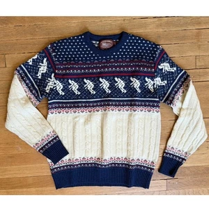 Suéter de esquí vintage Fair Isle azul y crema talla grande - Imagen 1 de 4