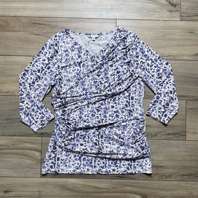 Top manga 3/4 estampado animal doble cortina talla grande CAbi para mujer Foto 1 de 4