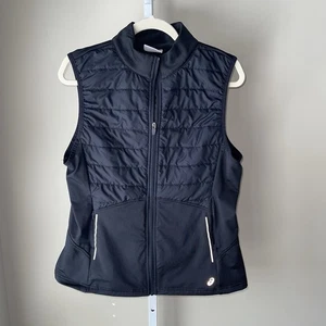 ASICS Black Quilted Running Vest Women’s Size L Full Zip Lightweight Active Wear - Picture 1 of 5