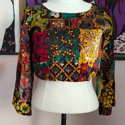 Vintage 60s velvet crop top Foto 1 de 4