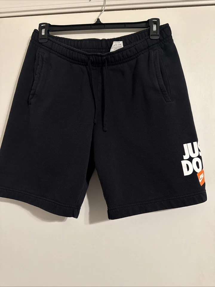 Mens Nike "Just Do It Logo" Black/White/Orange AR2865-010 Fleece Shorts! Size M - Image 1 of 4