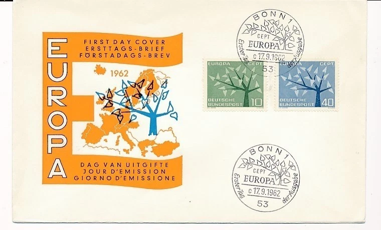 D90045 Europa CEPT 1962 Trees FDC Germany - Image 1 of 1