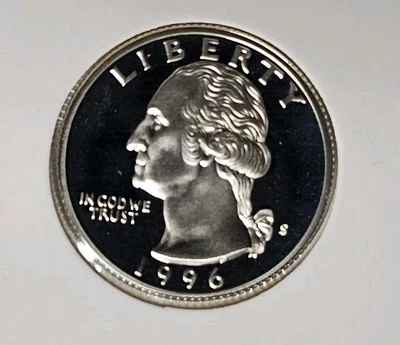1996 -S Washington Quarter Proof 90% Silver Gem Deep Cameo From Proof Set  - Image 1 of 4