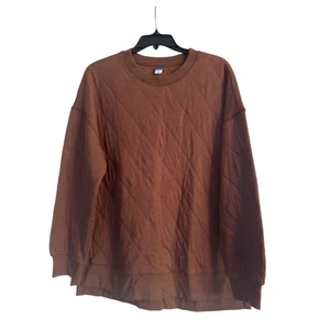 Neu mit Etikett Old Navy Damen braun gesteppt Rundhalsausschnitt Oversize Sweatshirt Größe Small - Bild 1 von 6
