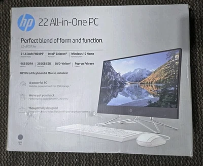 HP All-in-One PC 22-df0013w 21.5" (Intel Celeron G5900T, 256GB SSD, 4GB RAM) - Image 1 of 4