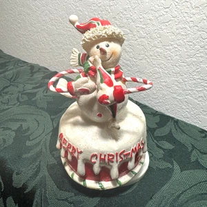 Vintage Weihnachts Spieluhr drehbarer Schneemann spielt We Wish You A Merry XMAS - Bild 1 von 15
