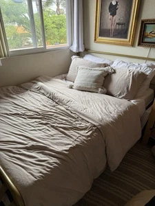 3PC Luxury Comfort Duvet Cover Set by California Boutique Queen Beige Tan Zipper - Picture 1 of 6