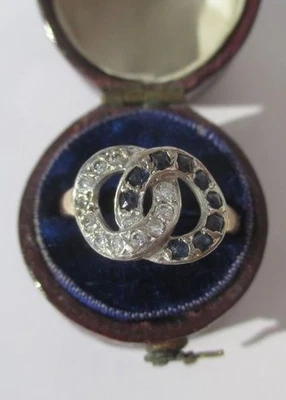 Bague de Fiançailles Diamant Saphir naturel - Deux Ors massifs 18 carats anneaux - Photo 1/4