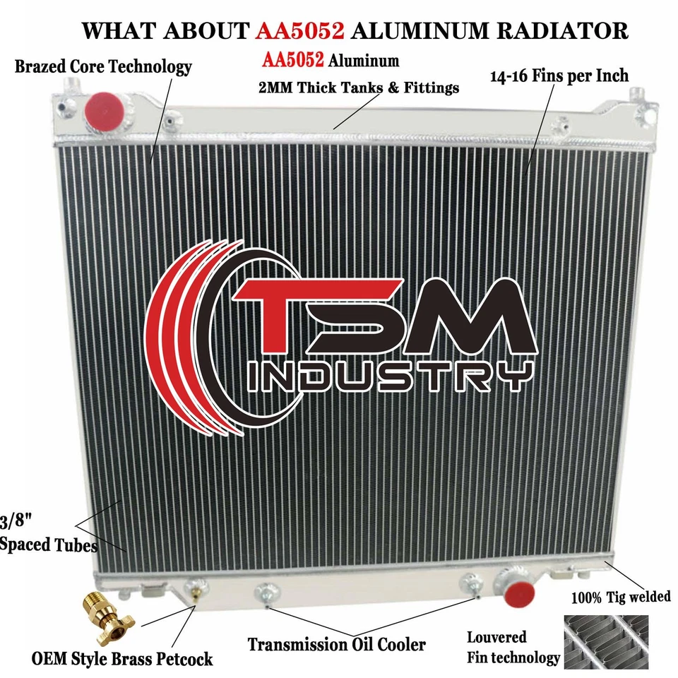 Super Duty 3 Row Radiator For 1997-2014 Ford E150 E250 E350 Econoline Wagon 5.4L Foto 1 de 4