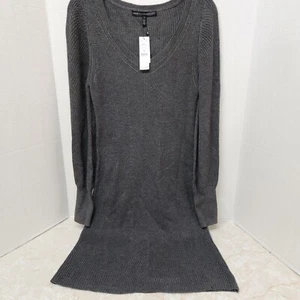 White House Black Market Sweater Dress Sz Small Gray Rib Knit Heather Gray NWT - Picture 1 of 9