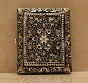Faberge Russian Imperial cloisonne Enamel Cigarette Case Snuff Box К.ФАБЕРЖЕ