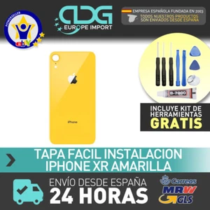 Tapa trasera CRISTAL iPhone Xr Amarilla (AGUJERO GRANDE facil instalacion) - Imagen 1 de 2