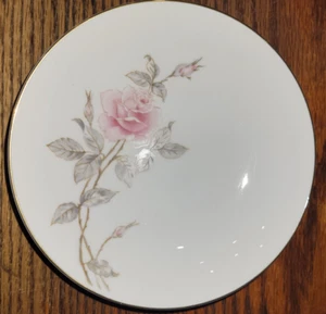 Sango Pastoral Fine China Soup Salad Bowl 7" Pink Rose Gray Leaves Gold Trim - Picture 1 of 10