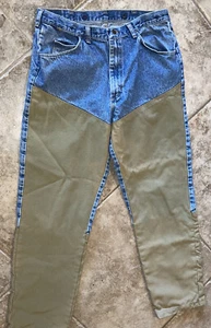 Wrangler Rugged Wear Denim Hunting Jeans Brush Guard Made In USA Men's Sz 38x32 - Picture 1 of 13