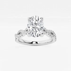 3,80 kt F-VS1 im Labor gezüchteter CVD-Ovalschliff IGI-zertifizierter Diamantring 14 kt Weißgold - Bild 1 von 4