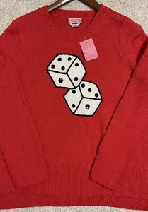 NEU MIT ETIKETT! Kate Spade rot Alpaka Wolle Vegas Würfel schwarz Pailletten Pullover Small $ 299 - Bild 1 von 13