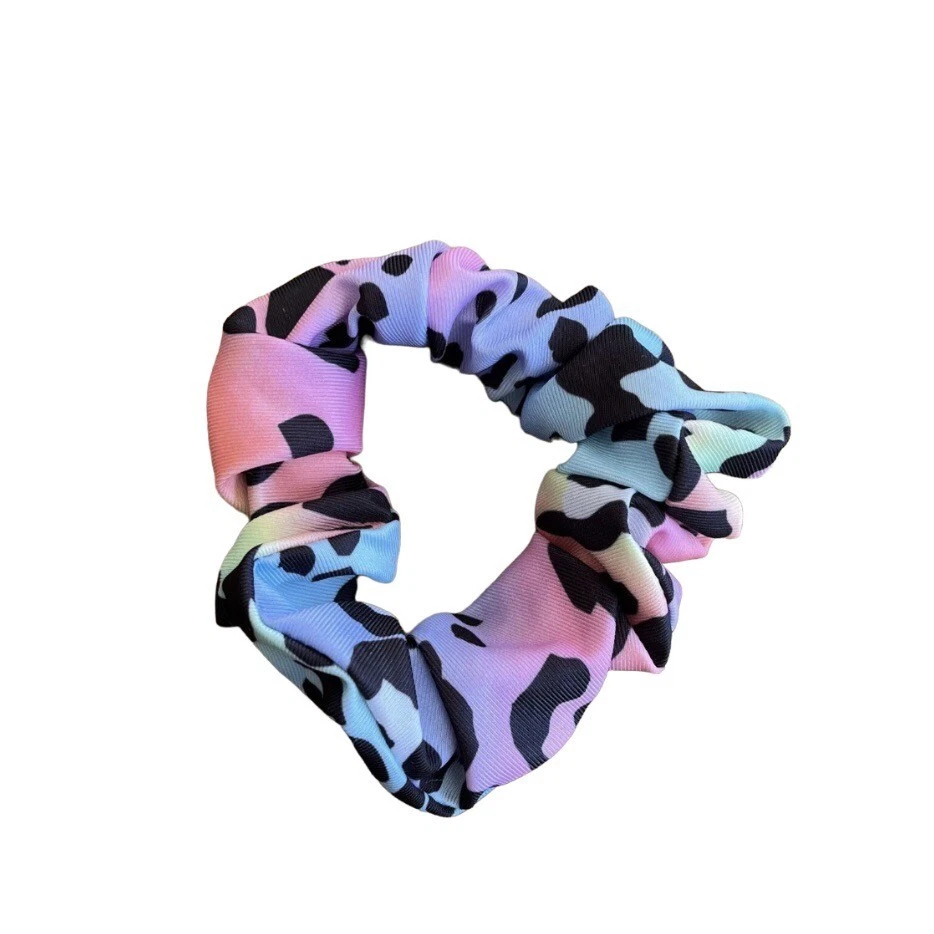 Rainbow Leopard Scrunchie Hair Accessory 3 Inch Animal Print - Image 1 of 1