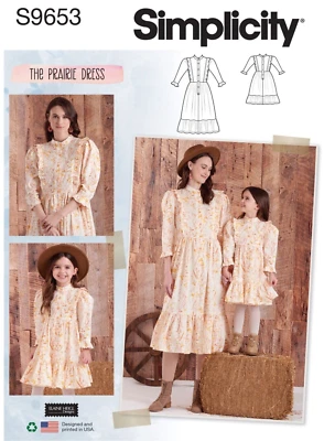 Simplicity Sewing Pattern 9653 Dress Modest Prairie Ruffles Child & Adult New - Image 1 of 4