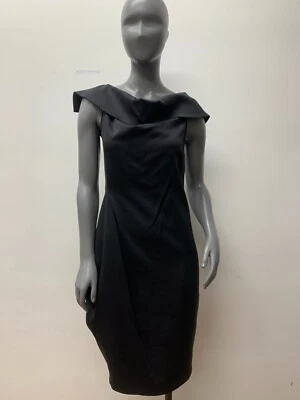 Vestido negro asimétrico cuello capucha fuera del hombro Jil Sander talla US 8 Foto 1 de 4