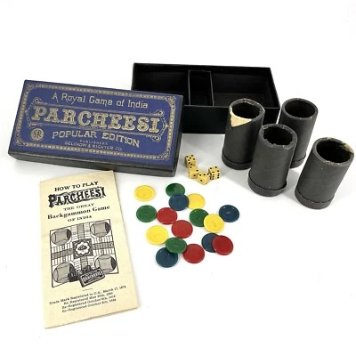 Vintage Parcheesi Game Box Pieces Instructions 1938 Selchow & Righter Co - Image 1 of 4
