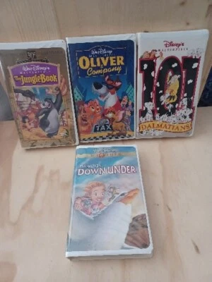  4 Disney's Vhs  Oliver &Company  Jungle Book  The Rescuers Down  101 Dalmatians - Image 1 of 4