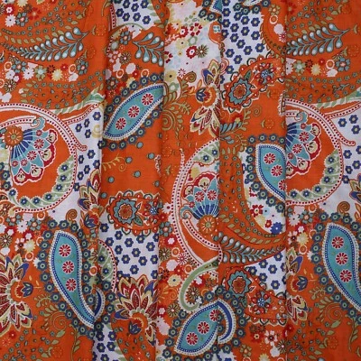 Indian Hand Block Floral Print Fabric Natural Handmade Cotton Sanganeri 5 Yard - Image 1 of 3