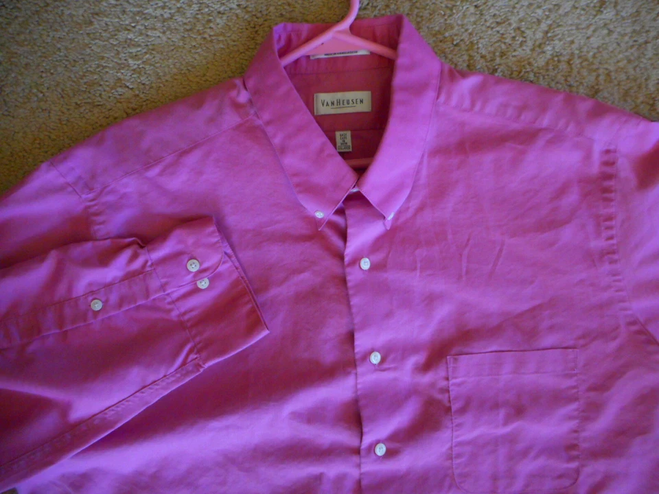 Van Heusen Pink Mens XXL Long Sleeve Collar Button Shirt 18 34 - 35 Easy Care - Image 1 of 4