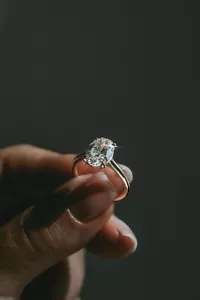 3ct Oval cut Low Set Lab Grown Diamond Solitaire Engagement 18k Yellow Gold Ring - Picture 1 of 10