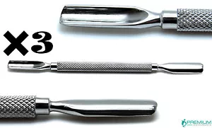 Nail Pusher Cuticle Remover Manicure Pedicure Beauty Steel Double Ended 3 Pcs N7 - Picture 1 of 4