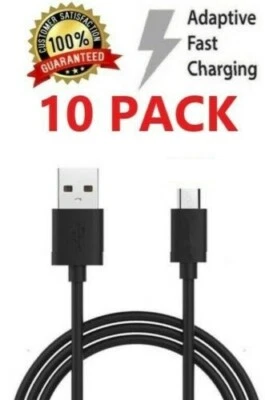 10x 3FT Micro USB Data Charger Cable for Samsung Galaxy LG Amazon Kindle Black - Image 1 of 3
