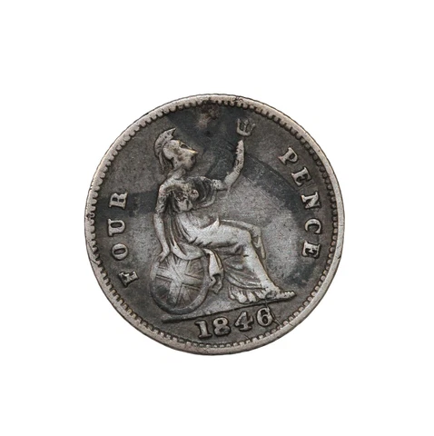 Great Britain 1846 Silver Fourpence Groat Queen Victoria British Coin km#731.1 Cover