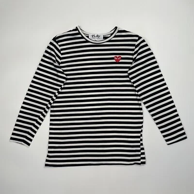 Футболка с длинным рукавом Comme Des Garçons PLAY Invader XL черная белая полоса - Изображение 1 из 4