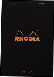 Rhodia Staplebound BLANK Paper Notepad in BLACK - 6 x 8.25 - 80 Sheets NEW - Picture 1 of 3