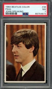 1964 Topps Beatles Color #38 PSA 7 NM Paul - John Speaking Graded Trading Card
