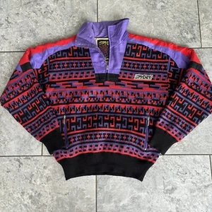 VTG Spyder Gore-Tex XCR Ski Snow Sweater Half Zip Wool Neon Pink Purple Medium - Picture 1 of 10