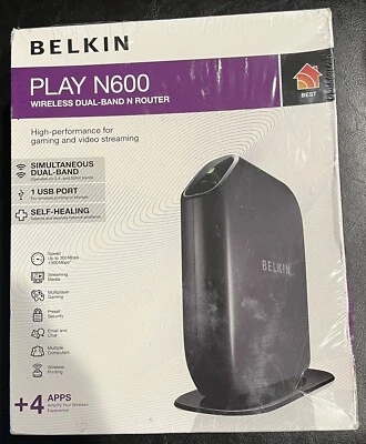 Belkin F7D8302 Play N600 300 Mbps 1-Port 10/100 Wireless N Router NEW & SEALED! - Image 1 of 4