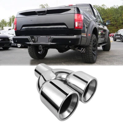 For Ford F-150 Angle Cut Diesel Exhaust Tip 2.5" In 3.5" Outlet 9.5" Double Wall - Image 1 of 4