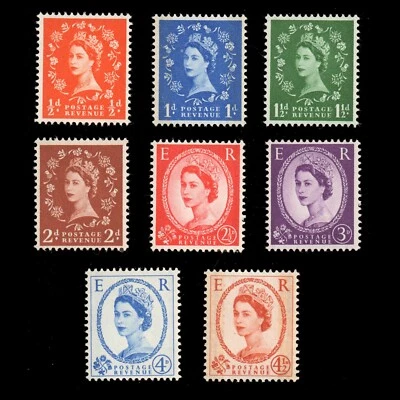 GB 1958 Phosphor Graphite Wilding Sc 353-360 $150, SG 587-594 £110 MNH CPLT SET* - Image 1 of 2