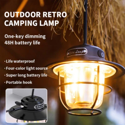 Rechargeable LED Retro Camping Light Portable Waterproof Outdoor Light Lamp - image 1 of 4