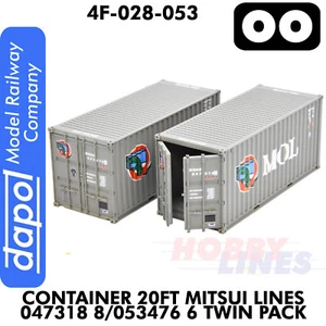 20ft Container Mitsui Lines 047318 8/053476 6 Twin Pack 1:76 OO Dapol 4F-028-053 - Picture 1 of 5