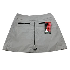 Jamie Sadock A-Line Mini Skirt Gray/Black Zipper Pockets Size 8 New - Imagen 1 de 9