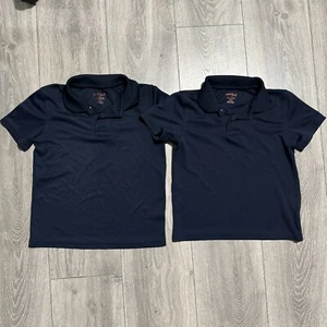 Cat & Jack Navy Blue Boys School Uniform Short Sleeve Collared T-Shirt SZ 6/7 - Picture 1 of 11