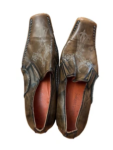 Robert Wayne Rome Cross Embossed Slip On Shoes Men's Size 13 Square Toe - Picture 1 of 5