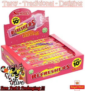 Swizzels Refreshers Strawberry Flavour Chew Bar 18g Fizzy Sherbet - 60 count - Picture 1 of 1