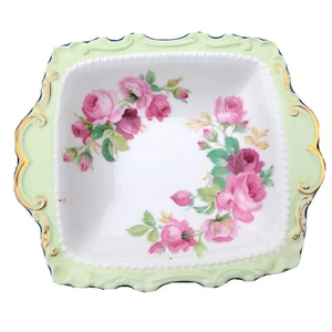 Stunning Royal Albert  Bone China Handled Candy Dish   5 7/8" x 7" Pink Roses - Bild 1 von 6
