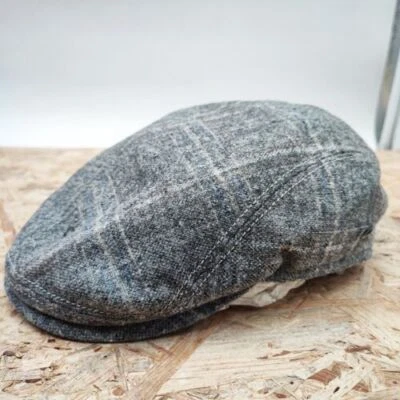 54-62 Schiebermütze Sportmütze Jackson von Göttmann grau kariert 100% Schurwolle