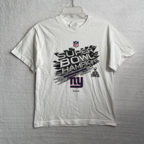 NFL Reebok New York Giants Super bowl Champions Shirt Adult Small White XLVI Cover