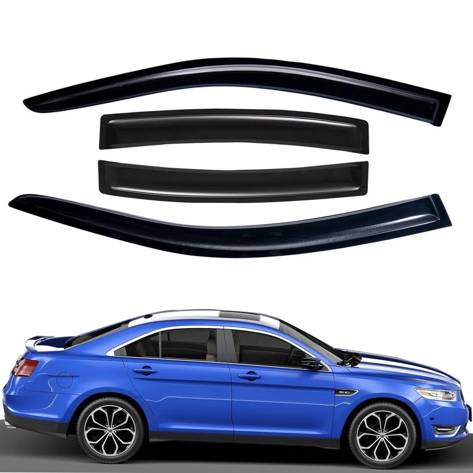 Tape-on Smoke Window Visors Vent Shade Wind Deflectors for 2010-2018 Ford Taurus - Image 1 of 4