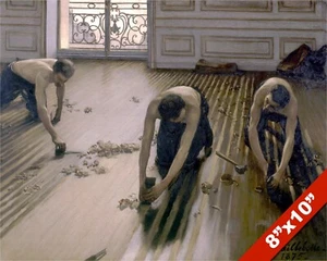 HAND SCRAPED WOOD FLOOR PLANERS FLOORING MEN PAINTING ART REAL CANVAS PRINT - Picture 1 of 5
